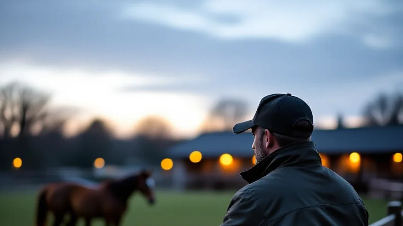Entraîneur observant les chevaux au paddock
