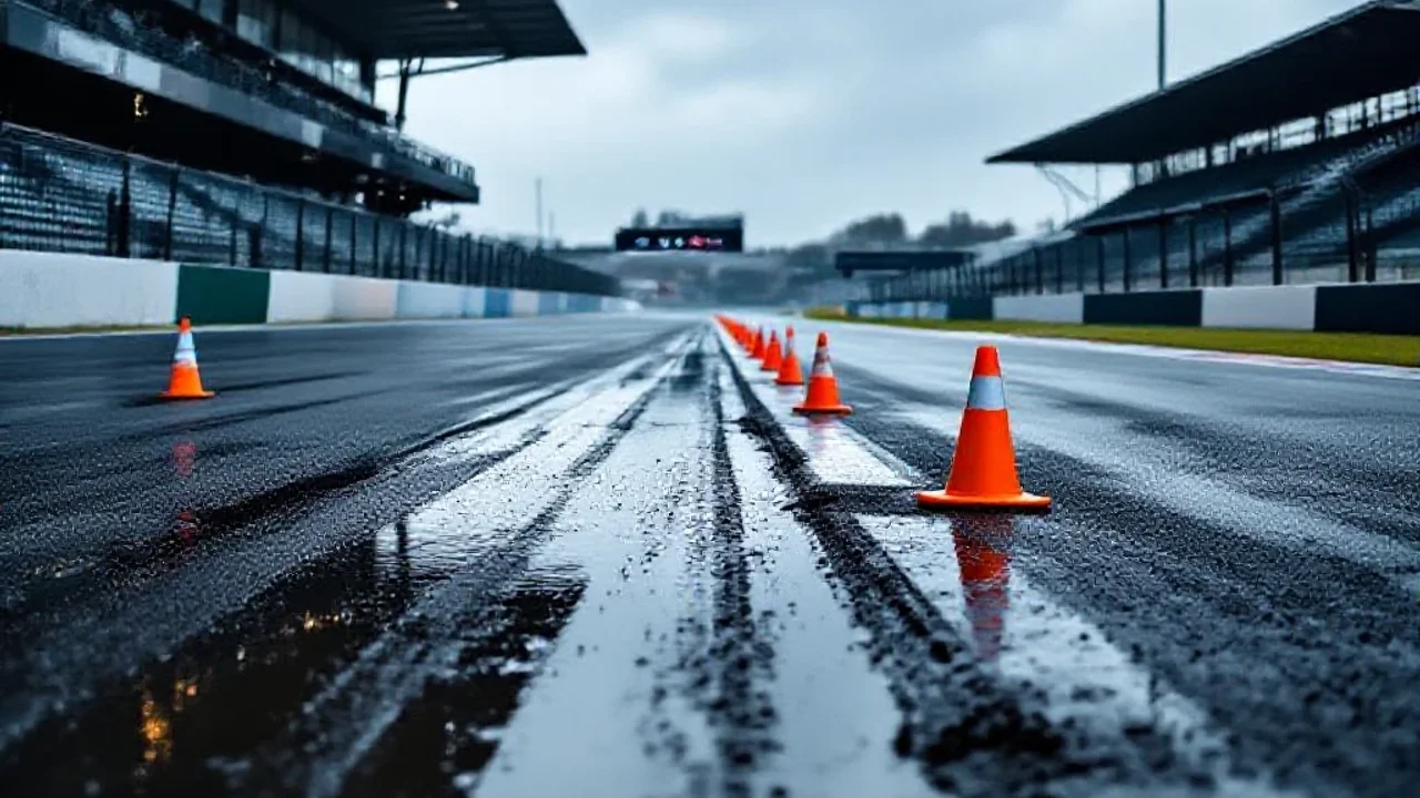 Piste détrempée après une pluie intense