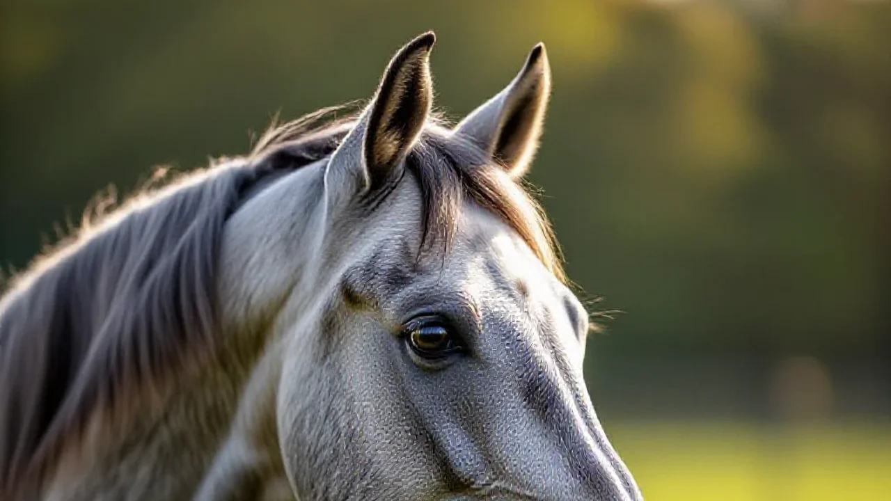 Portrait en gros plan d’un pur-sang gris