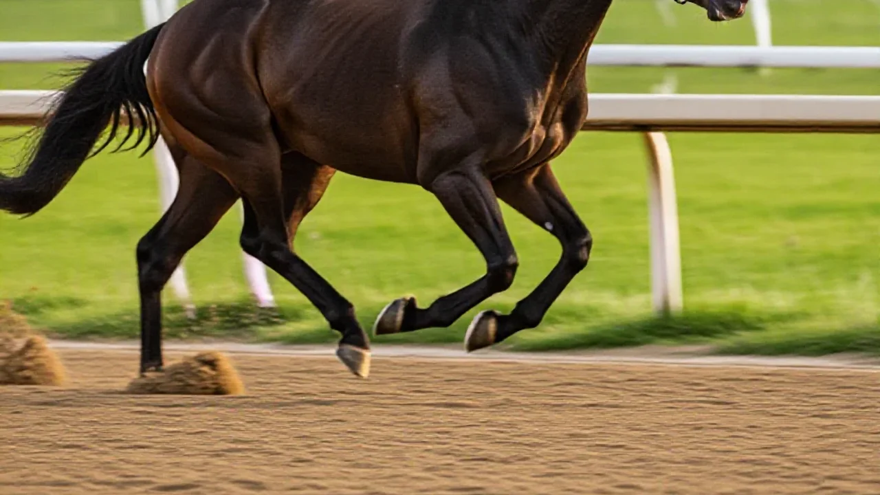 Pur-sang au galop depuis la piste