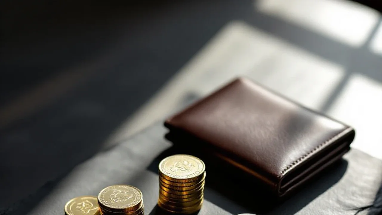 Pièces de monnaie empilées sur ardoise sombre