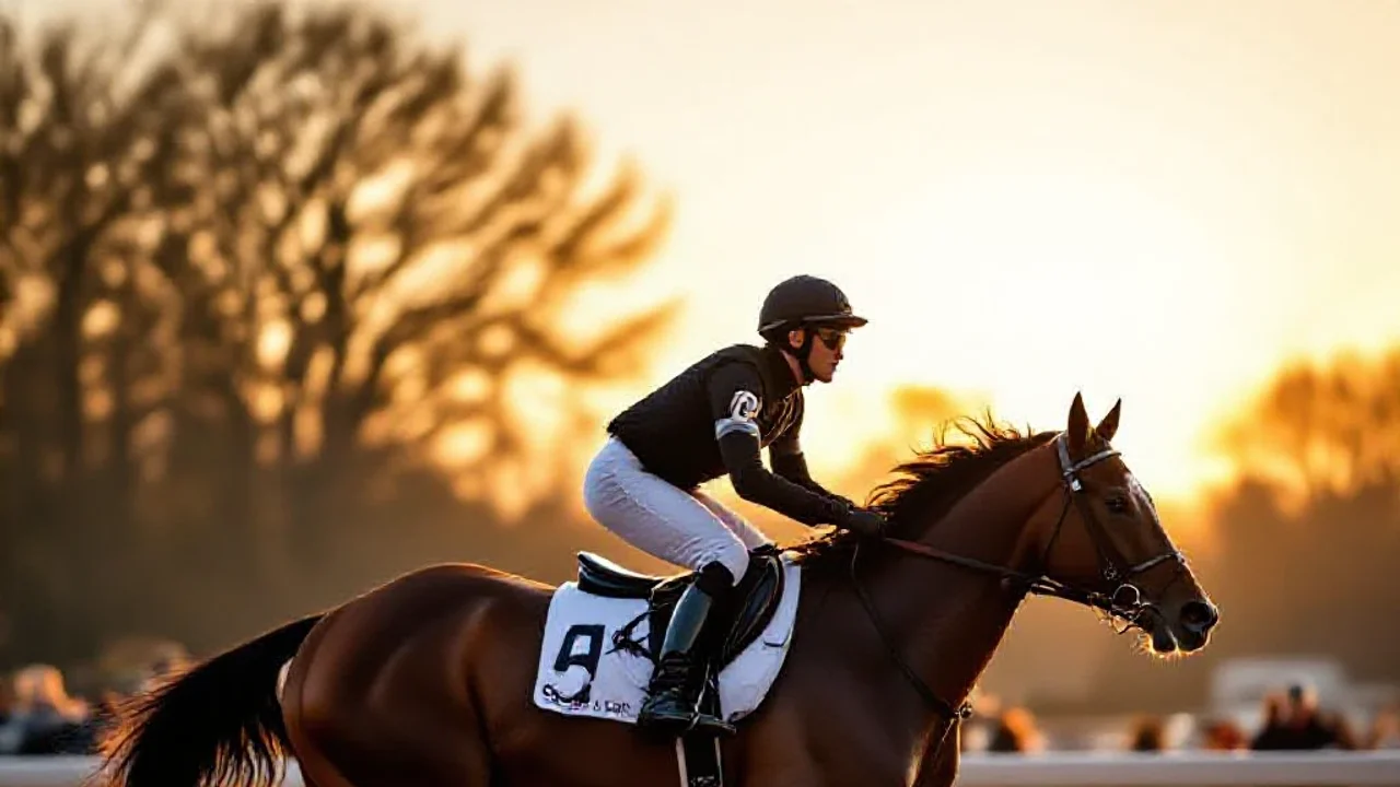 Course de trot monté en fin d’après-midi