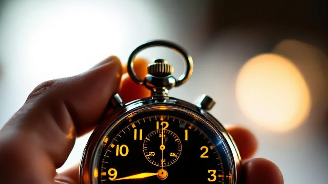 Chronomètre tenu en main, plan serré