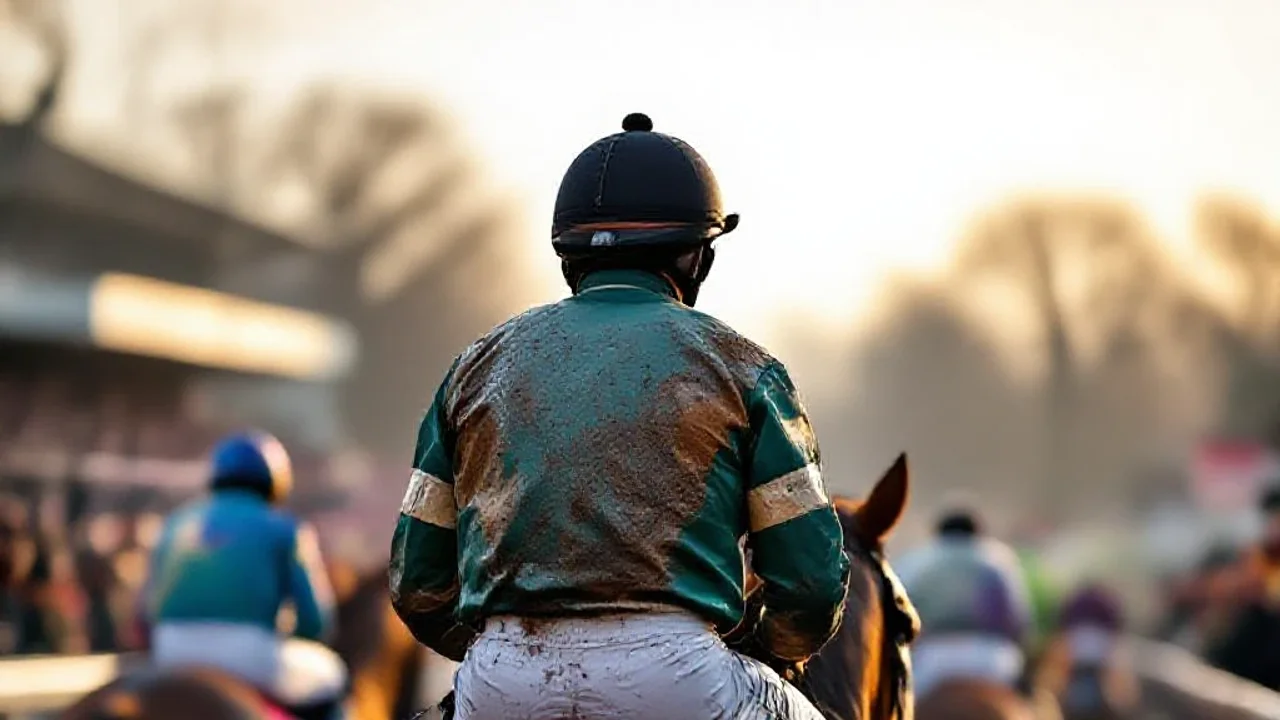 Jockey couvert de boue après la course